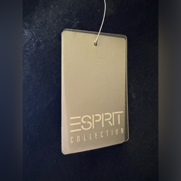 ESPRIT‎ NWT Vintage Angora Rabbit Fur Black Back V-neck Sweater 80s Medium - Picture 2 of 10